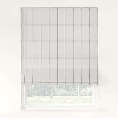 Sienna Linen Plaid Striped Roman Shade Cordless