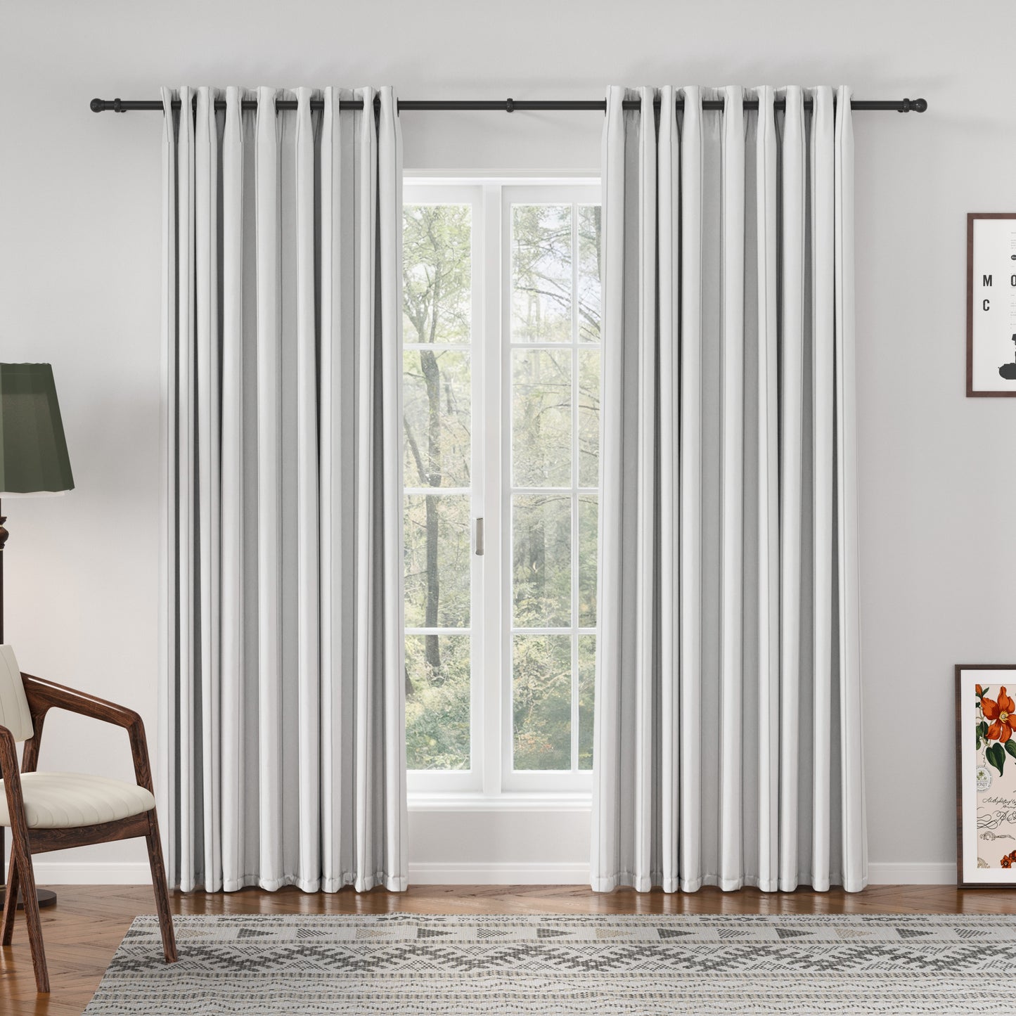 Sienna Striped Pattern Linen Blend Drape  Grommet
