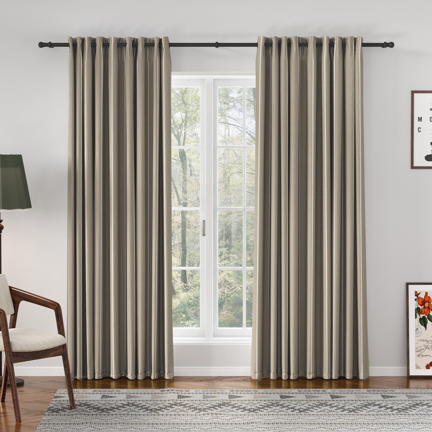 Sienna Striped Pattern Linen Blend Drape  Grommet