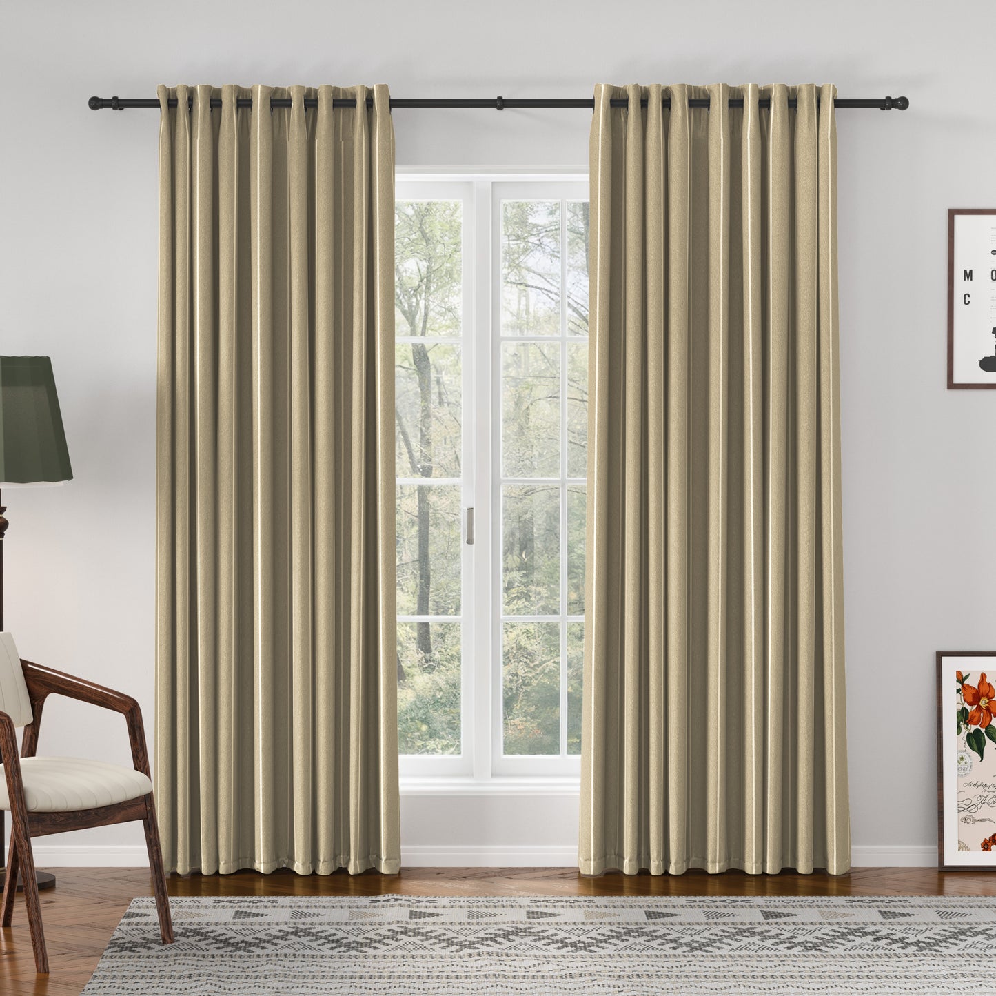 Sienna Striped Pattern Linen Blend Drape  Grommet