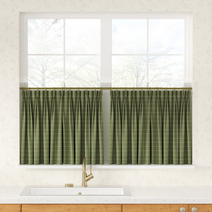Sienna Striped Pattern Linen Blend Pleated Cafe Curtains - LuxDrape