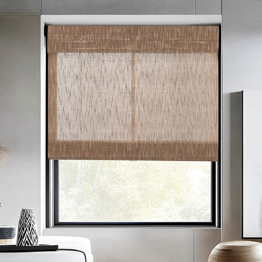 Woven Bamboo Shade, Walnut - LuxDrape
