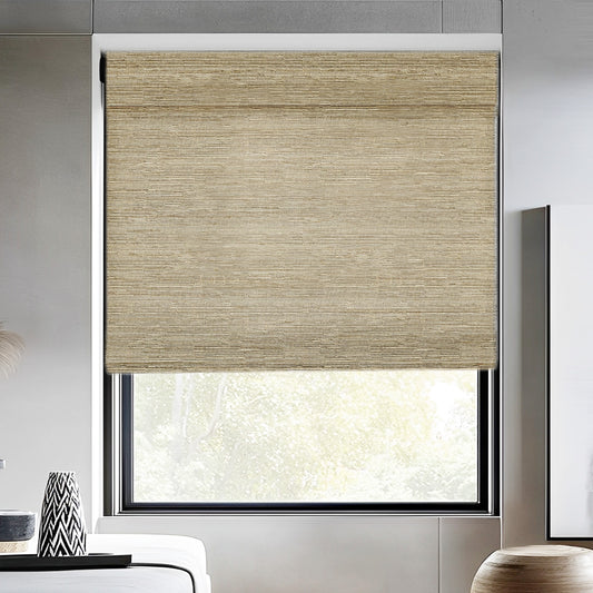 Red Ramie Woven Bamboo Shade, Beige Brown - LuxDrape