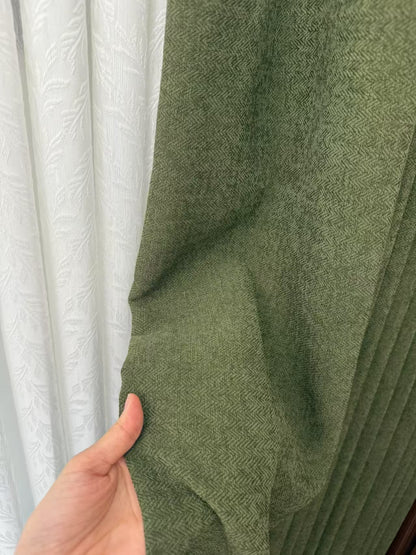 Chevron Textured Linen Blend Drapes Pleated