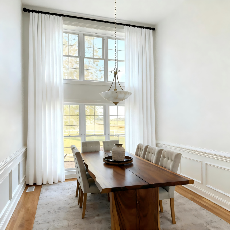 Chevron Textured Linen Blend Drapes Pleated