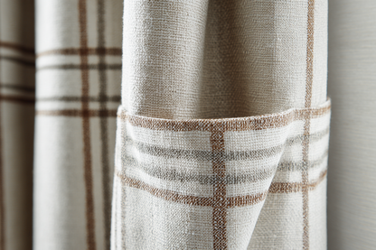Sienna Windowpane Linen Thermal Curtains Pinch Pleat Drapes