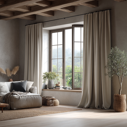 Breeza Cotton Thermal Insulated Lining Curtains Pinch Pleated Drapes