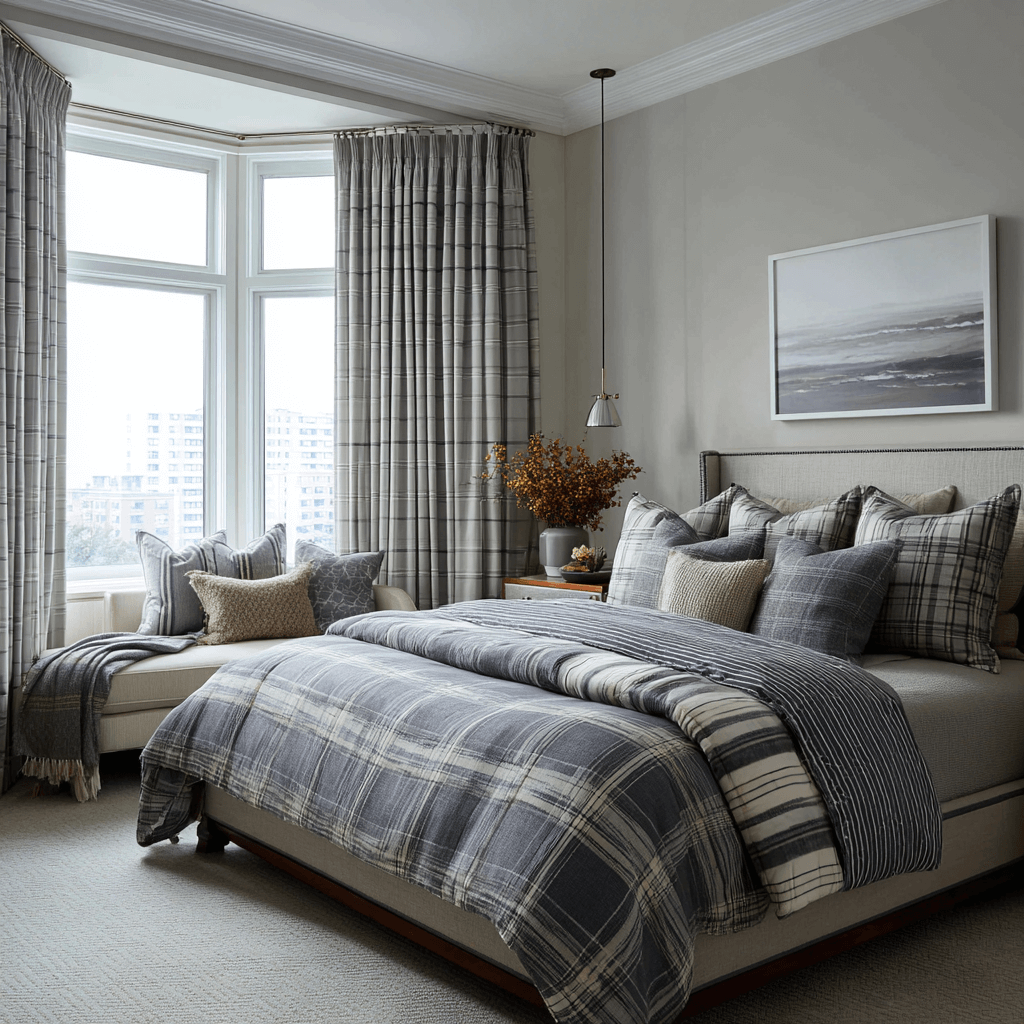 Sienna Windowpane Linen Blend Curtains Pinch Pleat Blackout Drapes