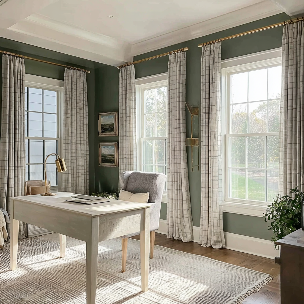 Sienna Windowpane Linen Thermal Curtains Pinch Pleat Drapes