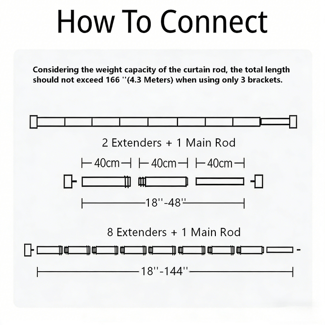 How to Connect the single curtain rod?